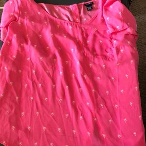 Torrid palm tree back button down tee